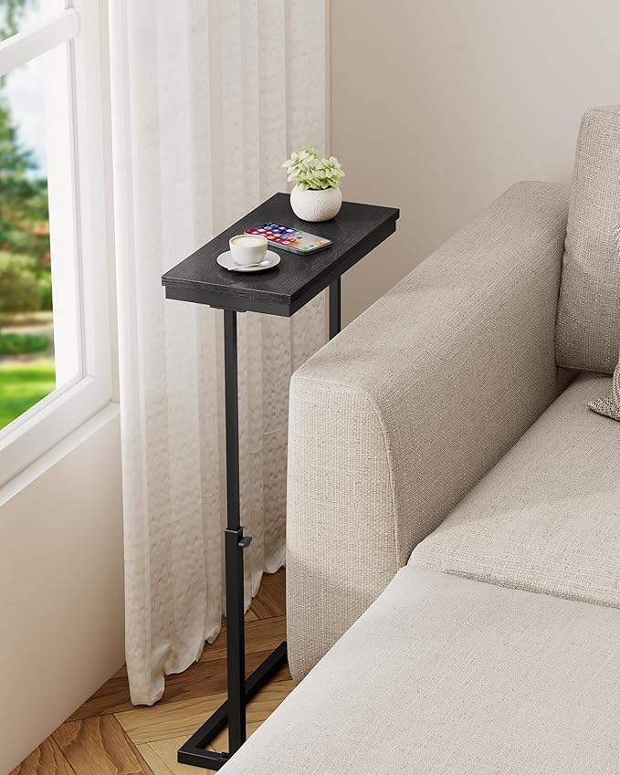 TUTOTAK End Table, Side Table, Tall Couch Table, Sofa Table, Living Room, Bedroom, Black TB01BK0832