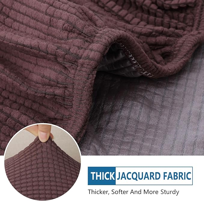 hyha Waterproof Couch Cushion Covers for Pets, Non Slip Sofa Seat Cover for Dogs Washable, Soft Thick Stretch Jacquard Fabric, Sofa Slipcovers with Elastic Bottom (2 Pieces, Chocolate)