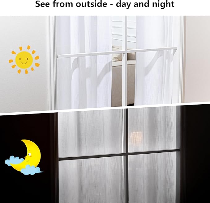 MYSKY HOME Floor to Ceiling Curtains 108 Inches White Sheer Window Drapes 1 Panel for Sliding Glass Door Back Tab Draperies Linen Look Boho Fabric, Soft Cotton Blend Light Filtering for Living Room