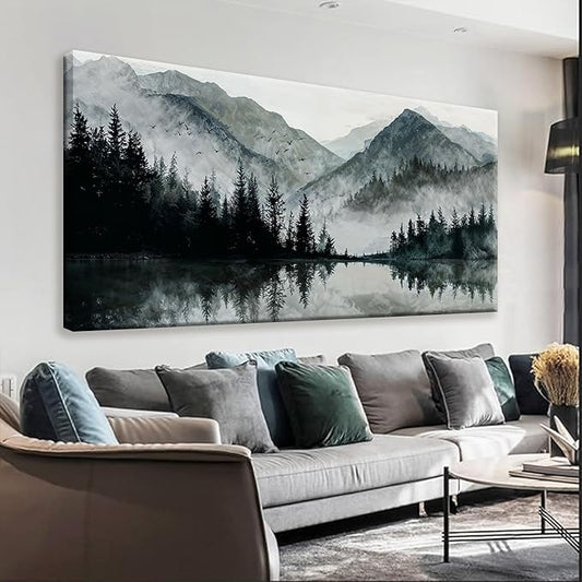 Modern Wall Art Natural Home Wall Decorations Canvas Art Wall Decor Prints Mountain Lake View Landscape Large Wall Art For Living Room Bedroom Kitchen Office Artwork Decor 29"×58"