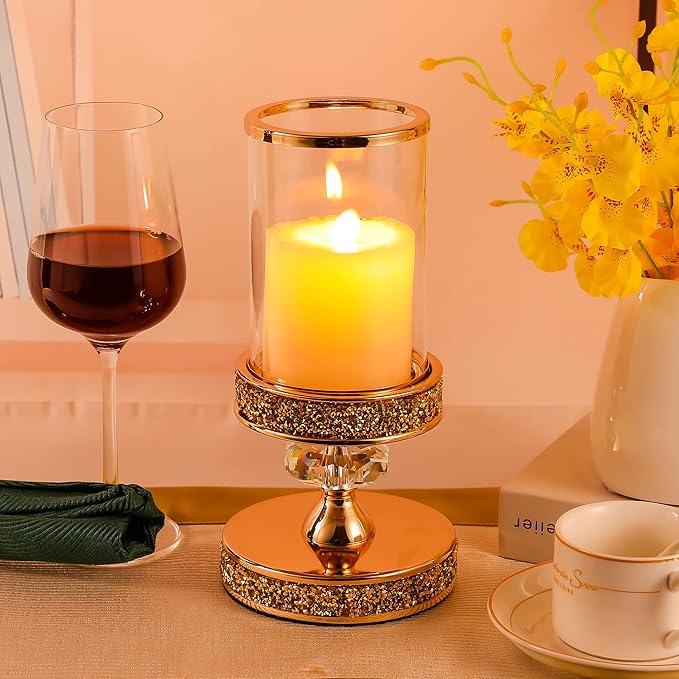 Candle Holder, Pillar Candle Holders, Crystal Candlesticks Holder for Wedding, Parties, Events, Chirstmas,Home Decor, Table Centerpieces CH028D (S)