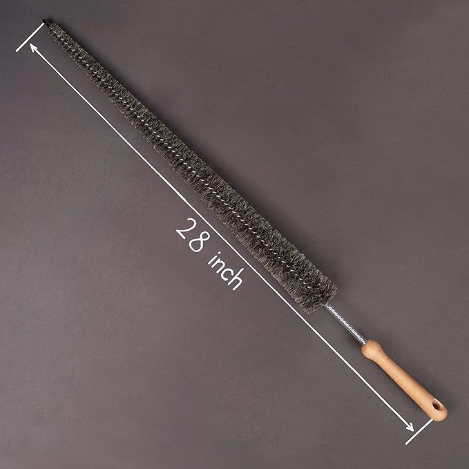 Konex Professional 28-Inch Soft Goat Hair Dryer Lint Brush Vent Cleaner, Home Essentials Maintenance Tool, Dryer Vent Brush. Manufactured in Belgium.