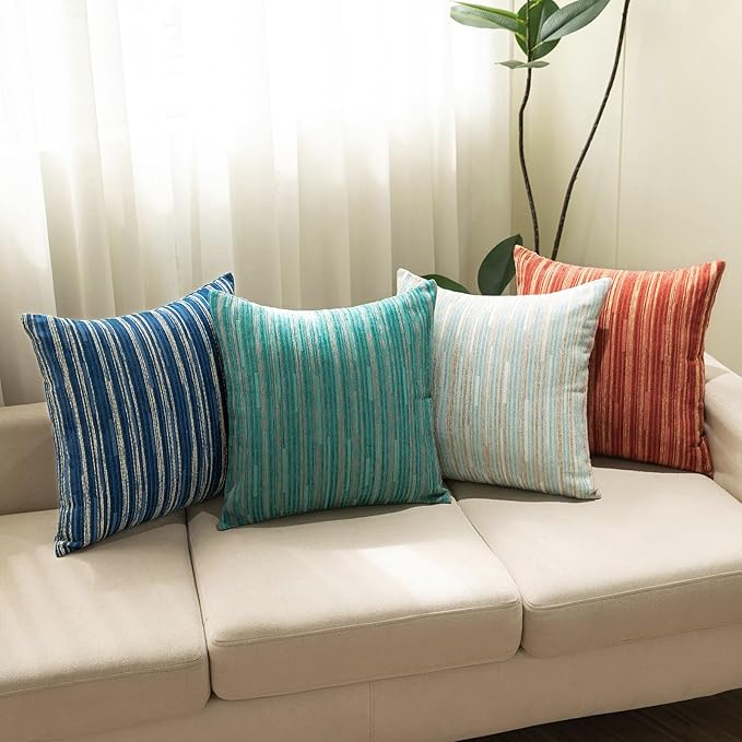 Yeiotsy Pillow Cases Bohemia, Pack of 2, Modern Striped Throw Pillow Covers Geometric Cushion Covers for Sofa Holiday Party Decoration (Red, 18 X 18 Inches)