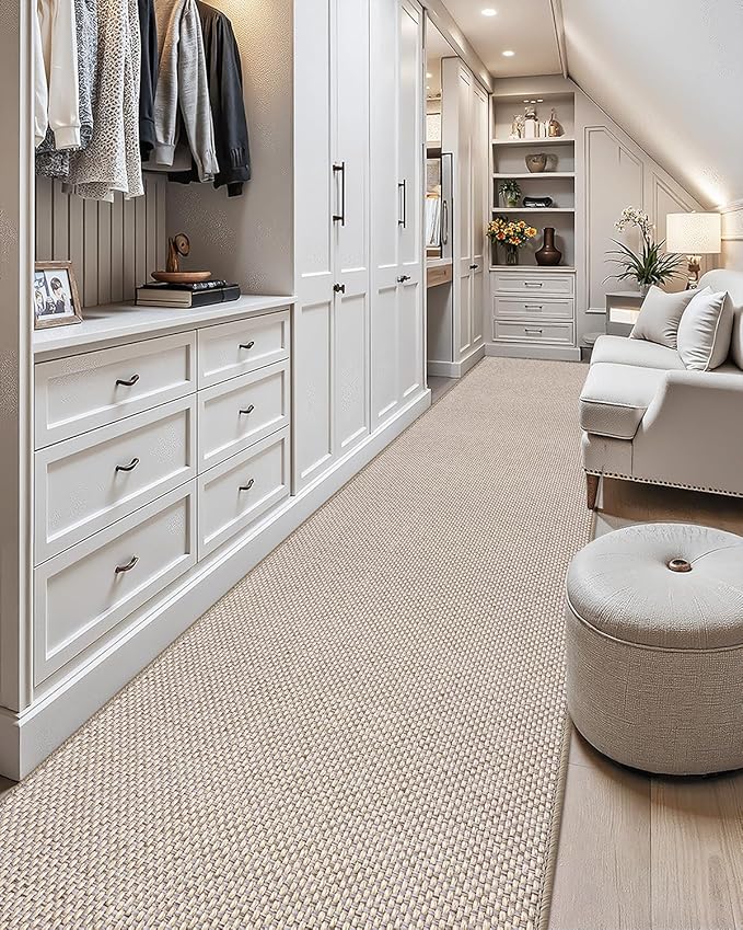 Color&Geometry Door Mat 2'4"x8' Runner Rug with Rubber Backing, Non Slip Washable Hallway Rug, Carpet Runners for Hallway Living Room Bedroom, Beige (Rolled-up NO Creases)