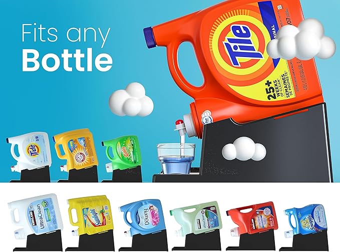 Skywin TidyFriend Laundry Detergent Holder Stand Organizer and Drip Tray for Washing Room Organization - 3 Pack Laundry Soap Holder for Liquid Detergent, Detergent Stand (Black)