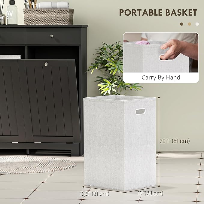 HOMCOM Laundry Hamper Cabinet with 2 Removable Baskets, Tilt Out Laundry Hamper Cabinet with 2 Drawers and 2 Beadboard Doors, Laundry Cabinet Bathroom Storage Cabinet, Black