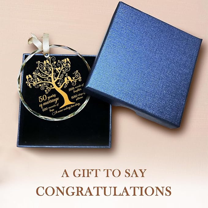 50th Wedding Anniversary Ornament, 50th Anniversary Wedding Gift, 50 Years As Mr. & Mrs. Gift for 50 Years Couple Husband Wife Married Parents Grandparents Friends - Glass Ornament 3"