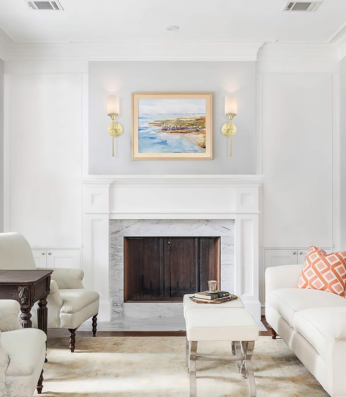 XiNBEi Lighting Wall Sconce, Bathroom Vanity Light with Glass, Classic Wall Fixture Satin Brass Finish for Bathroom XB-W1216-SB