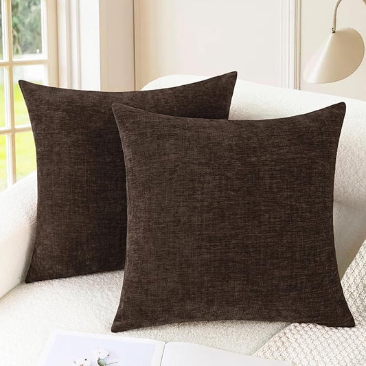 CaliTime Throw Pillow Covers Decorative 16 X 16 Inches Pack of 2 Cozy Chenille Cushion Cases for Couch Sofa Bed Living Room Home Coffee