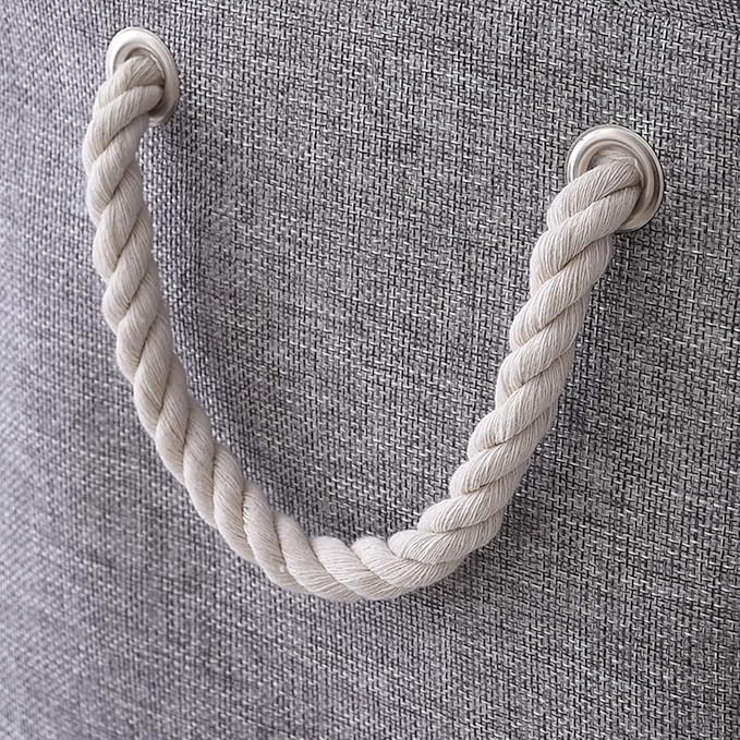 TcaFmac Storage Bins for Organization - Large 3 Pack Canvas Storage Basket for Shelves with Handles, Collapsible Baskets for Organizing for Closet Dog Laundry (Grey 16x12x8 inch)