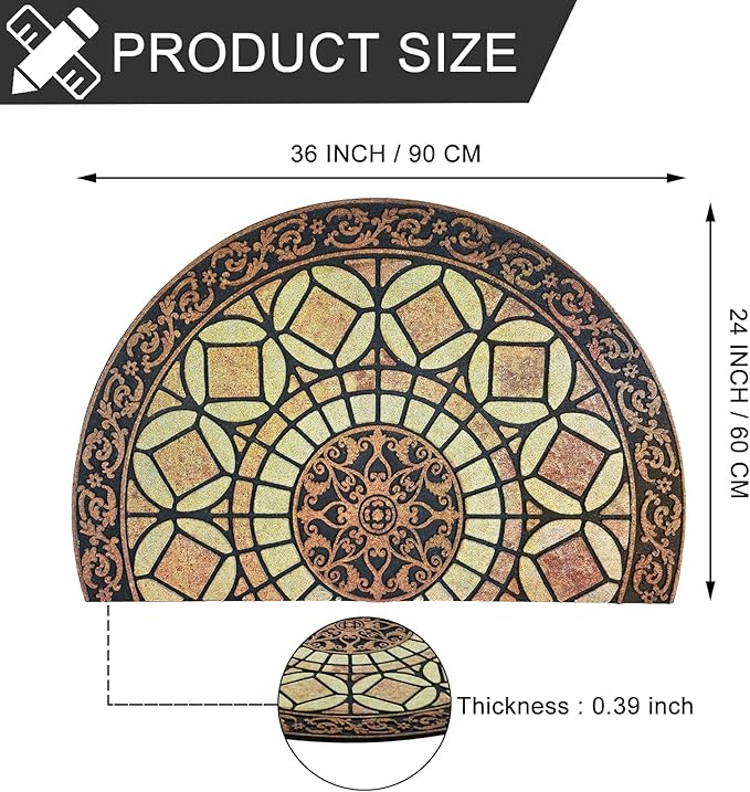 CHICHIC Entrance Door Mat Large 24 x 36 Inch Entry Way Doormat Front Door Rugs Outdoors Heavy Duty Welcome Mat Non Slip Rubber Back Low Profile for Garage, Patio, High Traffic Area, Semicircle