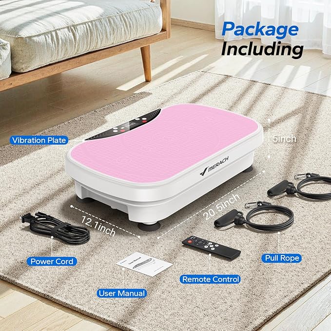 MERACH Vibration Plate Exercise Machine, Vibration Plate for Lymphatic Drainage Weight Loss, Vibrating Plate Exercise Machine with Bluetooth and LED Display, Workout Equipment for Women Men Home