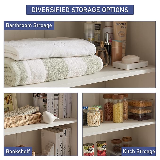 JXQTLINGMU Farmhouse Kitchen Pantry Cabinet - 72" Tall Wood Kitchen Storage Cabinets with Adjustable Shelves & 2 Barn Style Doors & Drawer, Versatile Storage for Dining Room, Bathroom, Antique White