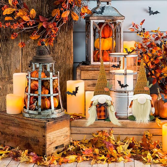 Lovinland Fall Decor - Fall Decorations for Home - Cute Thanksgving Gnomes Plush Doll for Office, Indoor, Room, Mantel, Shelf, Tiered Tray, Porch, Desk, Harvest Table Centerpieces - Autumn Gifts