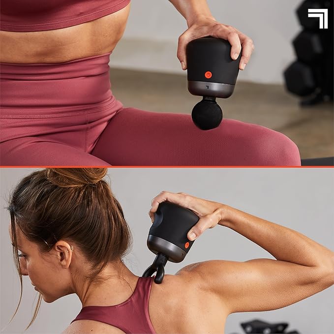 Sharper Image® Powerboost® Palm Portable Percussion Massager - 4 Attachments, 4 Speeds| Compact Full Body Back & Shoulder Mini Massage Gun| Deep Tissue Muscle Soreness Recovery| Wellness Gift