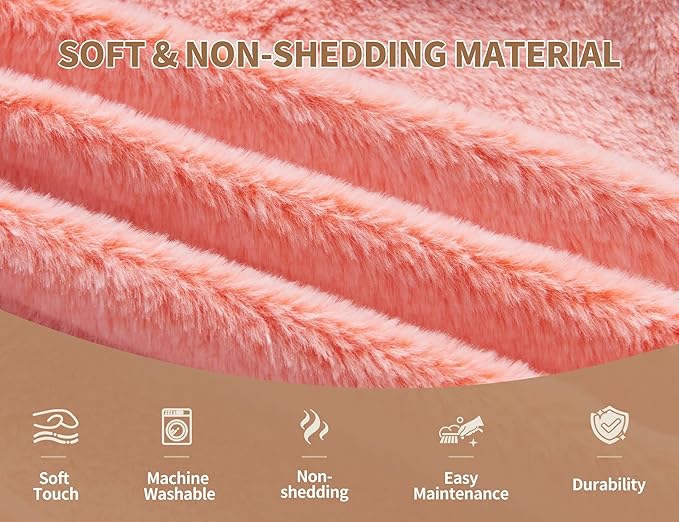 Orange Ottomon with Storage 20"x15" Vanity Stool for Bean Bag Chairs for Adults Kids Filled Floor Pouf Footrest Ottoman Furry Storage Ottoman Round Boho Ottomans for Living Room Decor