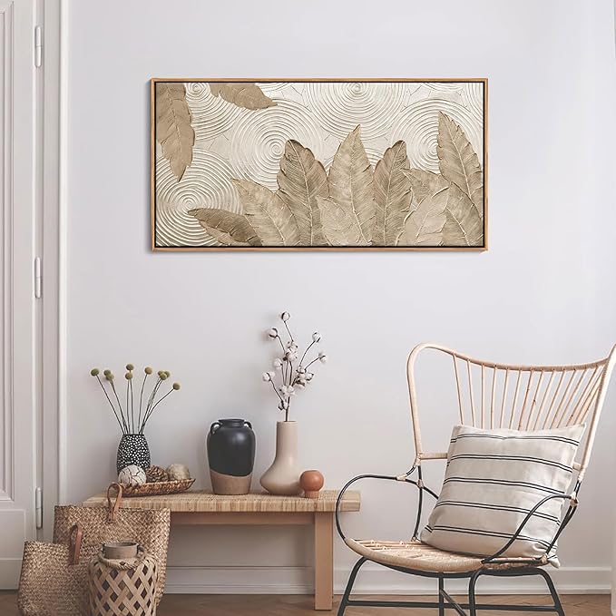 Minimalist & Modern Art for Bedroom Decor Framed Abstract Artwork for Walls Neutral & Contemporary Beige Wall art - Artwork for Living Room and Boho Style Large Abstract Wall Art 20×40IN