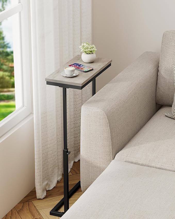 TUTOTAK End Table, Side Table, Tall Couch Table, Sofa Table, Living Room, Bedroom, Greige TB01BG083