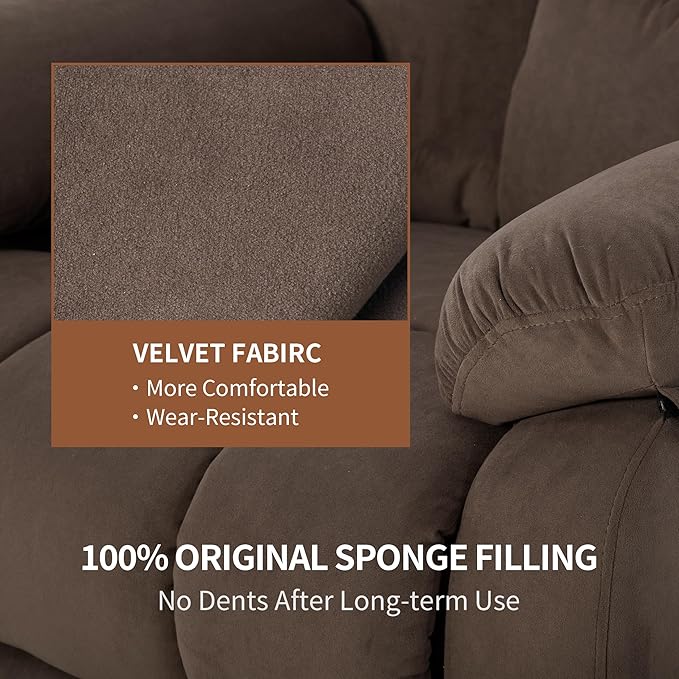 Power Swivel Rocker Recliner Chair for Adults,Rocking Recliners Chairs with Massage and Heat for Living Room, Electric Fabric Reclining Sofa Chair with USB and Type-C Port (Fabric Brown)