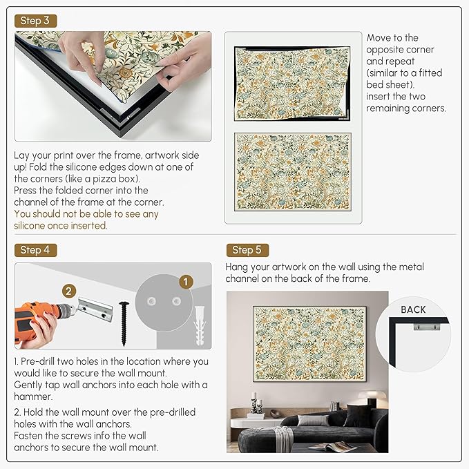 SIGNWIN 46"x72" Extra Large Framed Wall Art Vintage Botanical Floral with Golden and Teal Leaves, Elegant Nature Illustration for Home Living Room Bedroom Decor (Frame Assembly Required)