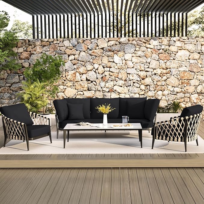 hyha Waterproof Couch Cushion Covers, Stretch Sofa Couch Seat Slipcover for Dog Washable, Non-Slip Waterproof Outdoor Cushion Covers for Patio Furniture Replacement (1 Piece for Large, Black)