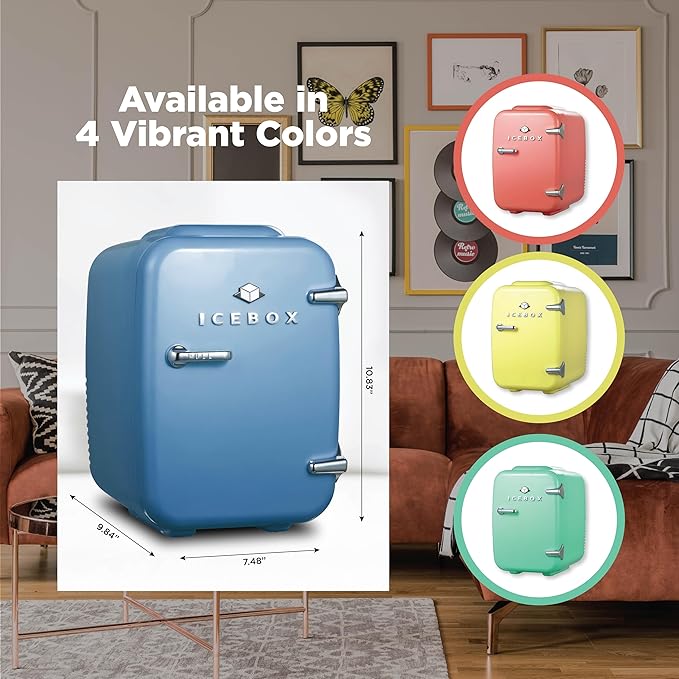 IBMF4SLT Fridge for Bedroom, Skincare, Portable Cooler & Warmer for Makeup, for Office & Home Refrigerator, Mini (4 L / 6-Can), Slate Blue
