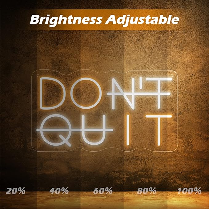 Don't Quit LED Neon Sign for Wall Decor, DO IT Neon Lights Party Decorations, USB Powered Switch Neon Lights lighting adjustable for Office Room, Gym Room, Man Cave, Gamer Room