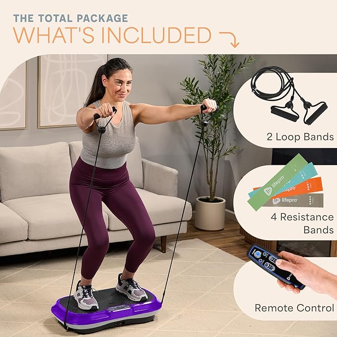 Lifepro Waver Vibration Plate Exercise Machine – High-Intensity Vibration for Muscle Activation, Full-Body Workout Vibrating Platform with Loop Bands, Fitness Equipment for Strength Toning & Fat Loss