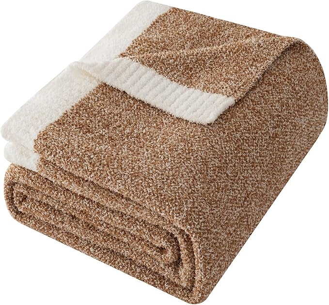 LURKA Fine Knit Throw Blanket - Super Soft Breathable Lightweight Blanket for Couch Bed Sofa (Camel, Throw(50"x 60"))