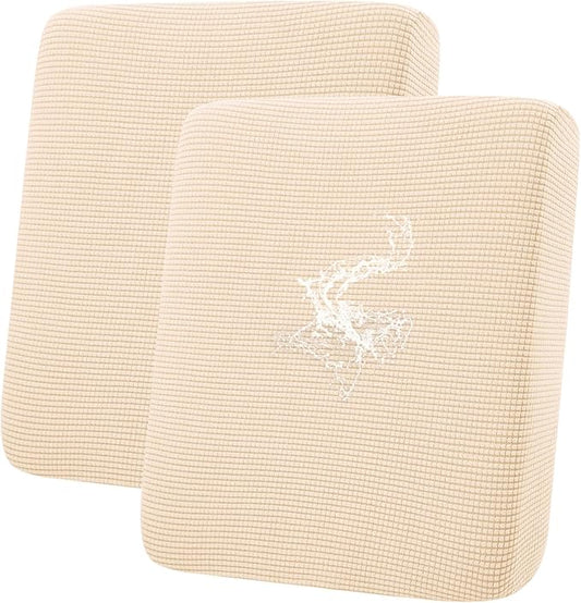 hyha Waterproof Couch Cushion Covers for Pets, Non Slip Sofa Seat Cover for Dogs Washable, Soft Thick Stretch Jacquard Fabric, Sofa Slipcovers with Elastic Bottom (2 Pieces, Beige)
