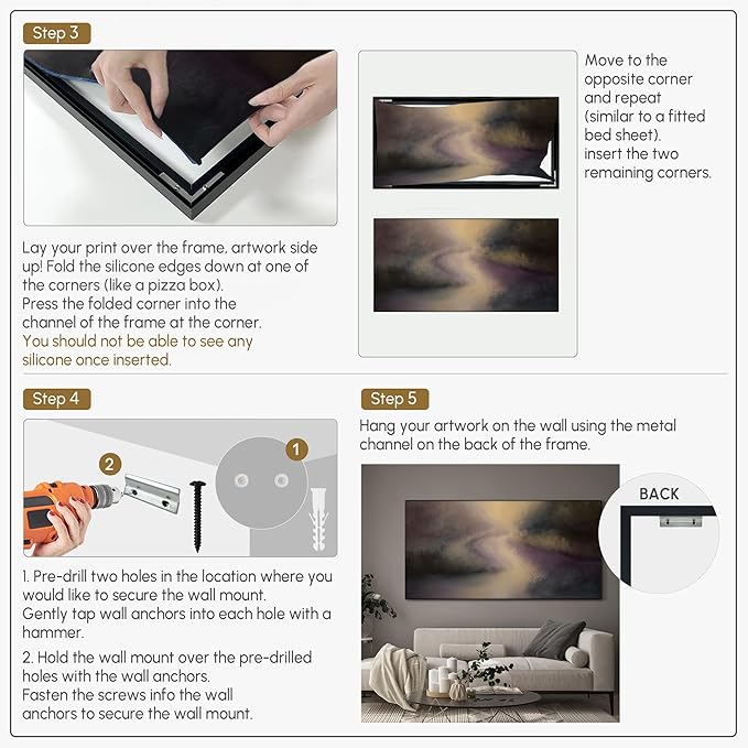 SIGNWIN 24"x46" Extra Large Framed Wall Art Golden Light River Path Dreamy Impressionist Landscape Illustration for Home Living Room Bedroom Decor (Frame Assembly Required)