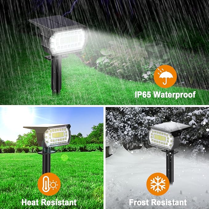 LANSOW Solar Spot Lights Outdoor, [2 Pack/57 LED] 2-in-1 Solar Landscape Spotlights, 3 Modes IP65 Waterproof Dusk to Dawn Solar Powered Flood Wall Lights for Outside Yard Garden Path(Cool White)
