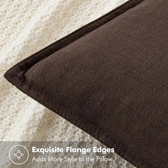 MIULEE Decorative Linen Pillow Covers 20x20 Inch Dark Brown Boho Farmhouse Neutral Winter Couch Throw Pillows for Bed Pack of 2 Accent Modern Pillowcase Sofa Livingroom Home Decor