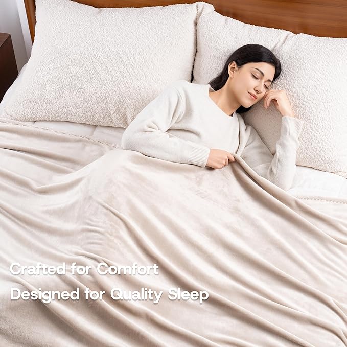 Luxury Fleece Warm Blanket, Soft Lightweight Velvety Plush Blanket for Sofa and Bed, Cozy Comfy for All Seasons(Grain, 70×90 Inches)