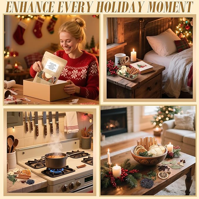 6 Pack Fall Stovetop Potpourri Autumn Simmer Pot Kit Christmas Dried Orange Slices Cinnamon Stick Air Freshener Sachet Ingredients Bowl Filler Decor for Holiday Fragrance Housewarming Gift