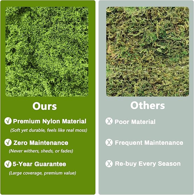 Potanro Faux Green Moss 5.3oz Artificial Fake Plant Moss for Potted Plants Indoor, Crafts, Planters, Bonsai Artifcial, DlY Floral Decorative Moss, Fairy Garden Wedding Table Centerpieces Decor