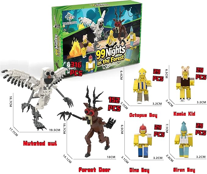 6Pcs 99 N-ights in The Forest Block Model DIY Gothic Building Decorative Monster Figurine Ornaments, Creative Collectible Gift, Funny Desk Display