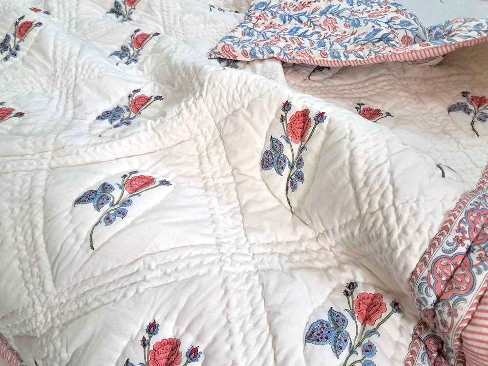 Rose Pink King Size Blanket 108x108 – 100% Cotton Lightweight Bedspread – Soft Cozy All-Season Quilt for Bed, Couch, or Sofa – Boho Bedroom Throw Blanket