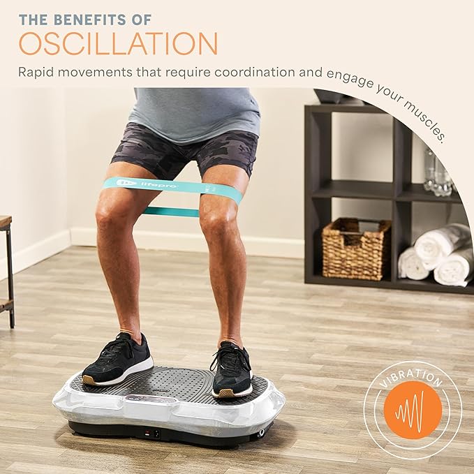 Lifepro Waver Vibration Plate Exercise Machine – High-Intensity Vibration for Muscle Activation, Full-Body Workout Vibrating Platform with Loop Bands, Fitness Equipment for Strength Toning & Fat Loss