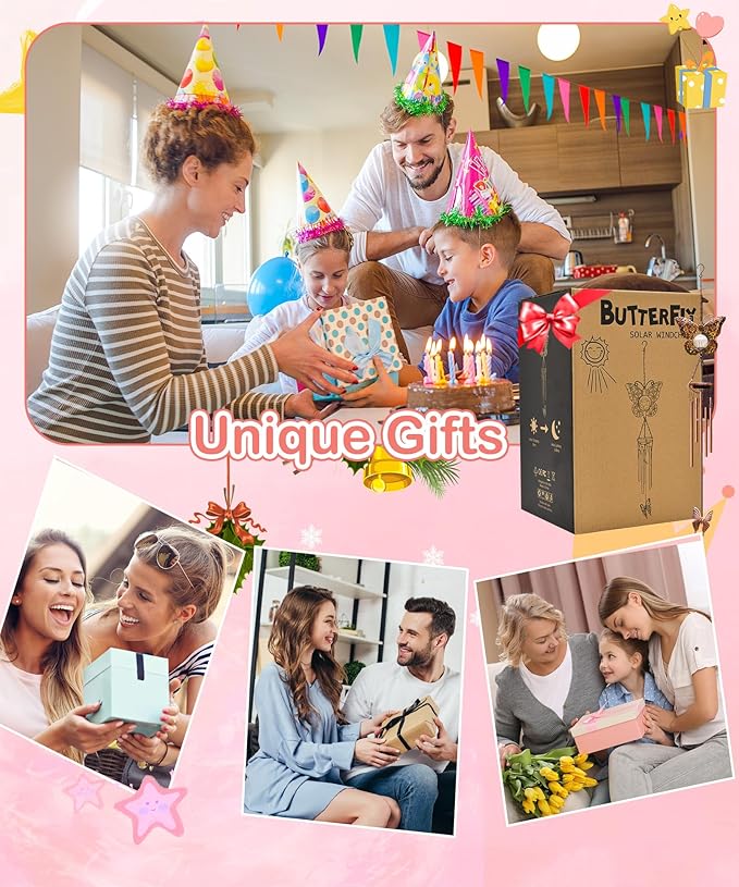 Wind Chimes Outdoor Indoor Decor: Birthday Gifts for Mom Grandma - Outside Lights for Garden Yard Patio Porch (Hummingbird)