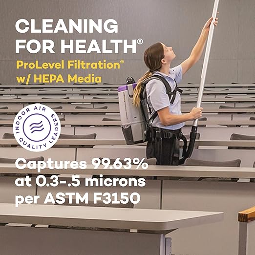 ProTeam Super Coach Pro 6 Backpack Vacuum Commercial with Telescoping Wand Tool Kit, 6 Quart, Corded, 107310