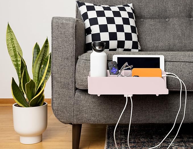 Squirrel Pink Bedside Perch for College Dorm Room Lofted Beds with USB-C & A Charging Ports, Teenage Gifts, Dorm Room Gifts, Gifts for college, fits most Hydro Flask, Oswala and Yeti bottles.