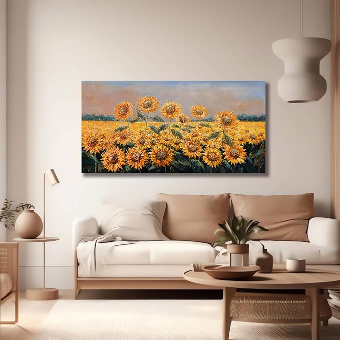 Yuaxker Flowers Canvas Wall Art Sunflower Flower Canvas Painting Yellow Aesthetic Wall Decor Artwork for Living Room Bedroom Dining Room Office Home Decor 20x40inch