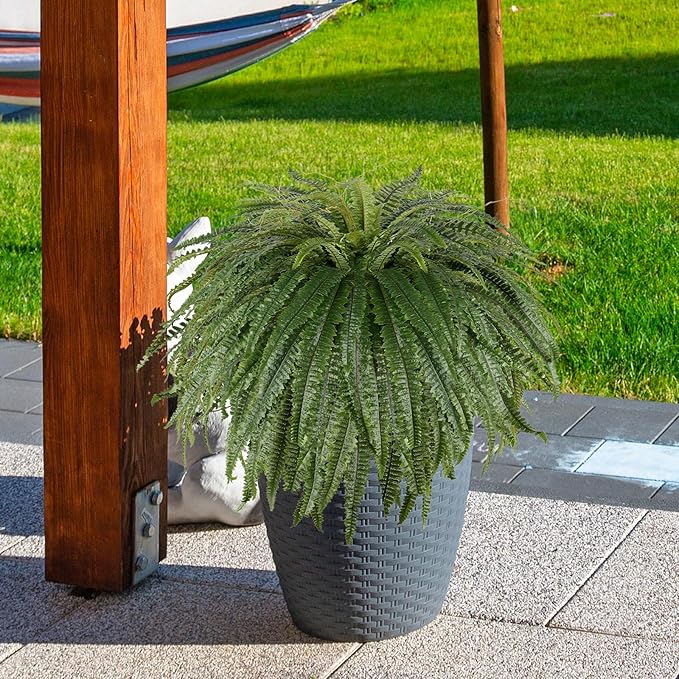 Single Silky 50" Artificial Fern Plant, Large Fake Fern with 128Fronds, Realistic Faux Boston Fern Bush for Outdoors & Indoor, Silk Greenery for Planter, Garden, Office, Home Décor