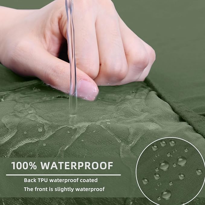 hyha Waterproof Couch Cushion Covers, Stretch Sofa Couch Seat Slipcover for Dog Washable, Non-Slip Waterproof Outdoor Cushion Covers for Patio Furniture Replacement (1 Piece for Large, Bronze Green)