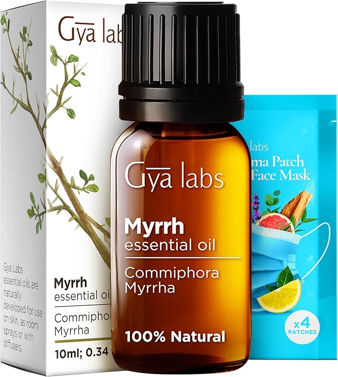 Gya Labs Myrrh Essential Oil for Skin - 0.34 Fl Oz - 100% Pure Natural Myrrh Oil for Diffuser, Face, Hair, Massages & Candle Making Scent