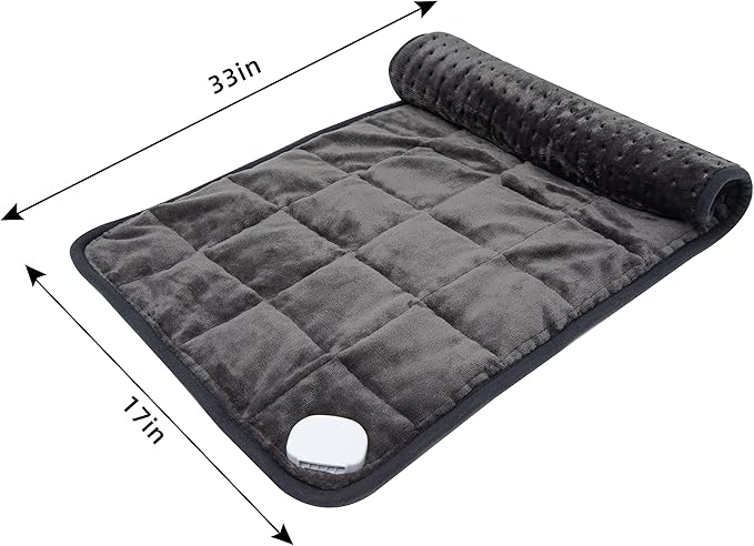 Ruqiji 17''x33'' Weighted Heating Pad, 5.2lbs with 12 Temperature Settings& Countdown Display, Pain Relief for Back/Neck/Shoulders/Abdomen/Legs, Birthday Gifts for Mom Dad Women Men (Dark Gray)