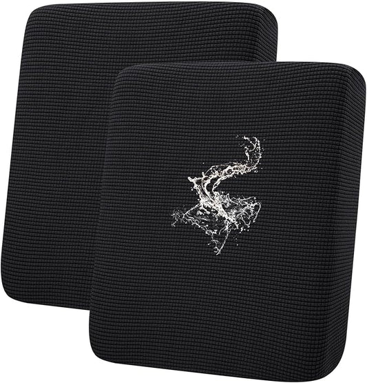 hyha Waterproof Couch Cushion Covers for Pets, Non Slip Sofa Seat Cover for Dogs Washable, Soft Thick Stretch Jacquard Fabric, Sofa Slipcovers with Elastic Bottom (2 Pieces, Black)