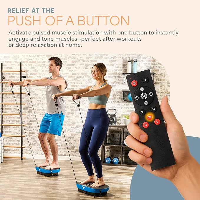 Lifepro Vibration Plate with Built-in Footpad Pulse Technology – Whole Body Vibrating Plate Exercise Machine for Muscle Toning and Comfort – 99 Speeds, 9 Programs, Remote, Bands, Max Weight 265 lbs