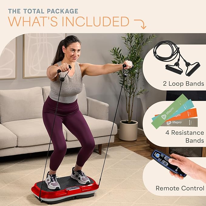 Lifepro Waver Vibration Plate Exercise Machine – High-Intensity Vibration for Muscle Activation, Full-Body Workout Vibrating Platform with Loop Bands, Fitness Equipment for Strength Toning & Fat Loss